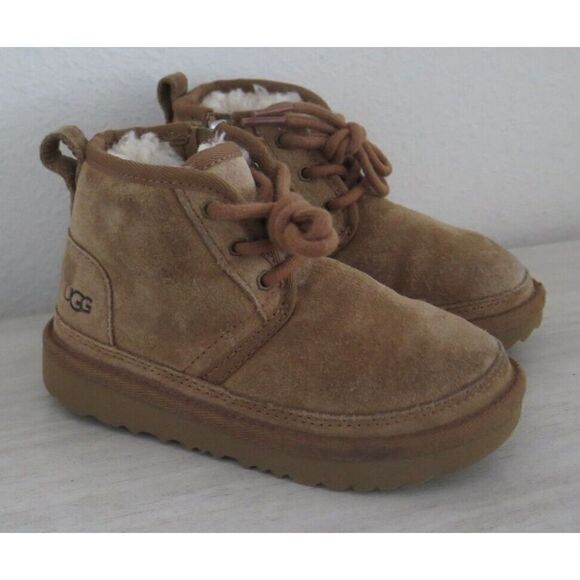 UGG 1017320T Kid's Sz 10 Chestnut Neumel II Suede Side Zip & Lace Up Boots $95+ - Picture 3 of 11